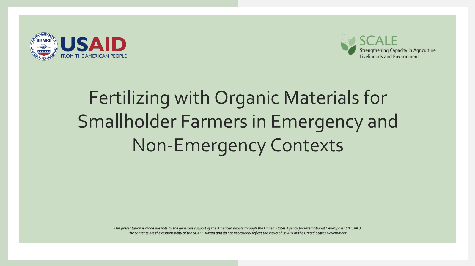 This guidance document was developed in response to the multiple threats of rising global fertilizer prices, declining soil fertility, and increased prevalence of climate shocks faced by smallholder farmers.