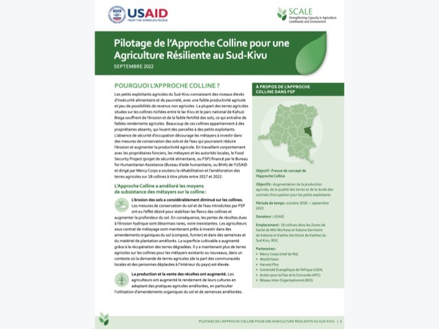 Ce document résume les enseignements tirés d'une étude d'impact menée sur l'approche des collines en République démocratique du Congo (RDC).