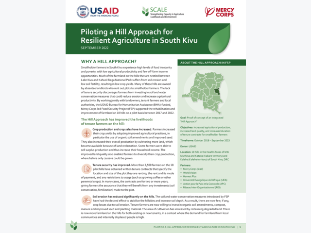 This brief summarizes learning from an impact assessment conducted on the Hill Approach in the Democratic Republic of the Congo (DRC).